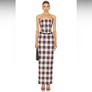 Alessandra Rich Low-rise wool-blend maxi skirt Checked Lurex